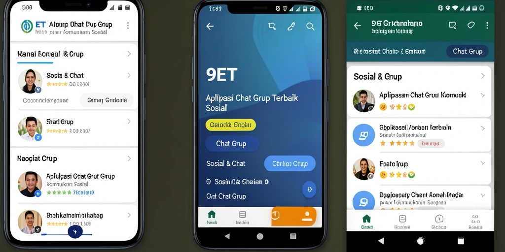 Tampilan antarmuka 9ET yang menarik untuk Chat Grup.
