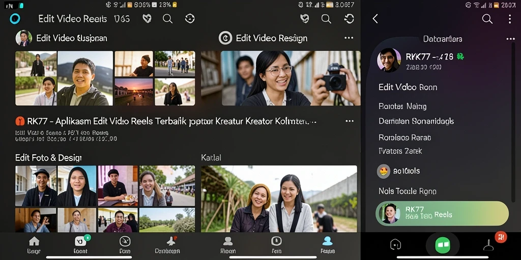 Antarmuka RK77 yang sederhana dan efektif untuk Edit Video Reels.