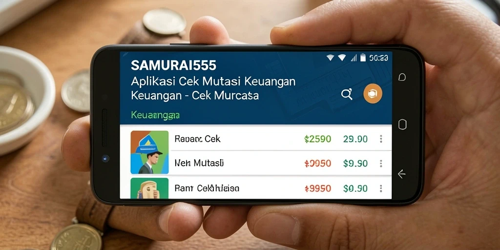 Antarmuka utama SAMURAI555 menampilkan ringkasan mutasi keuangan pengguna.